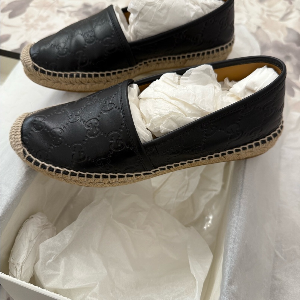 Gucci Black Leather Espadrilles